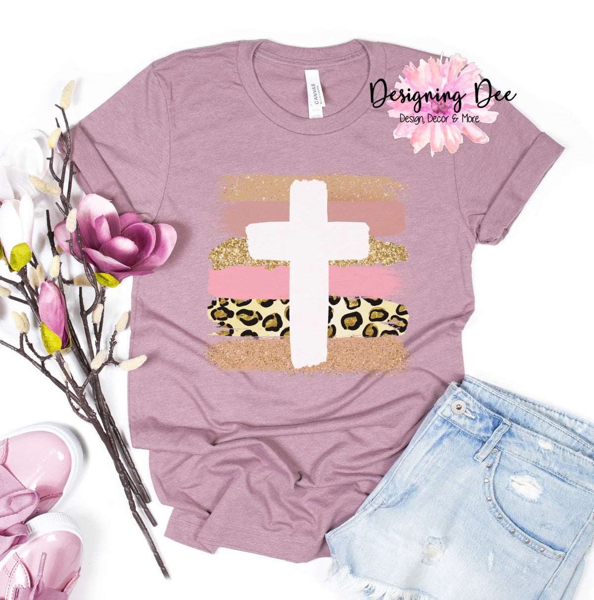 Cross with Brush Strokes Christian Graphic Tee
