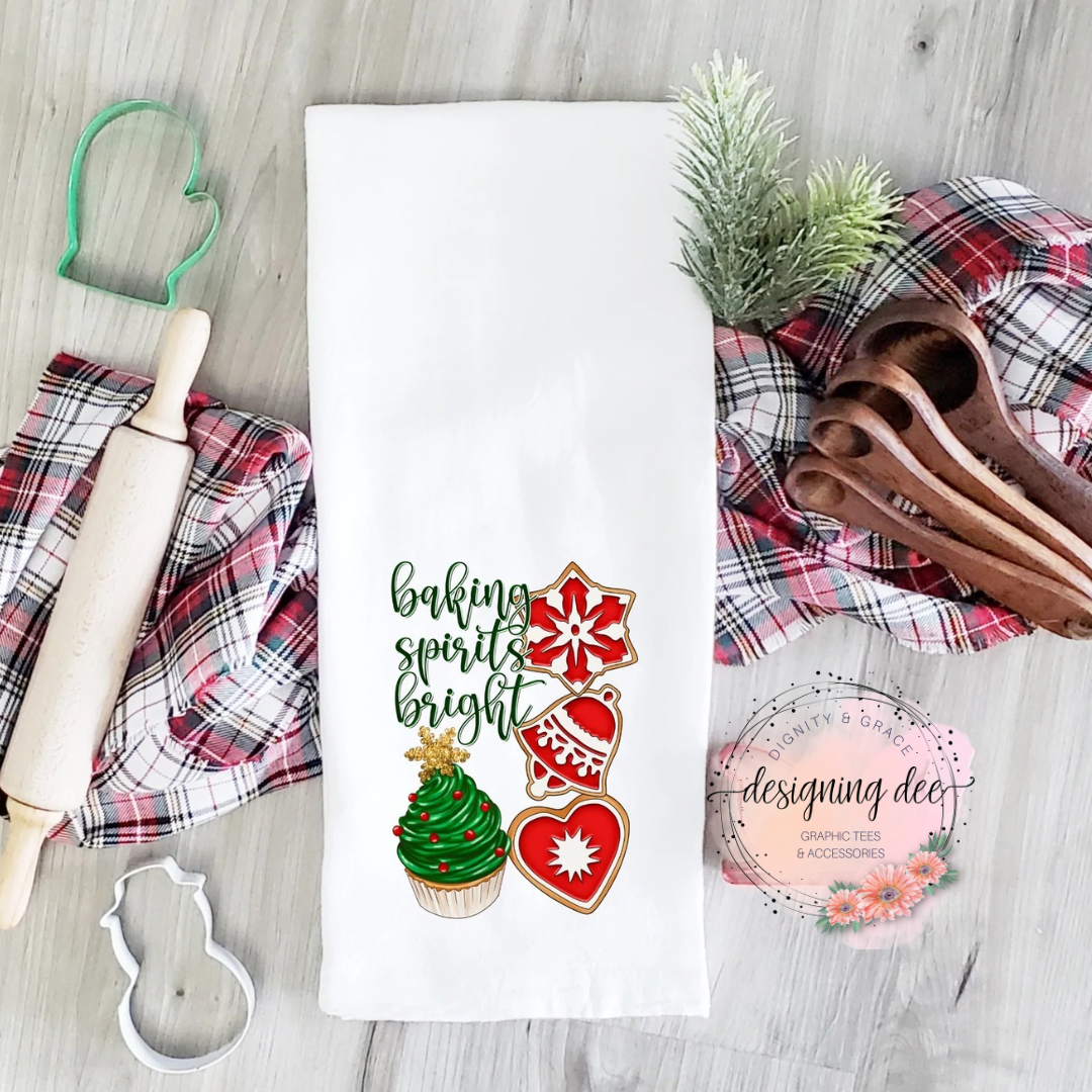 Baking Spirits Bright Christmas Tea Towel