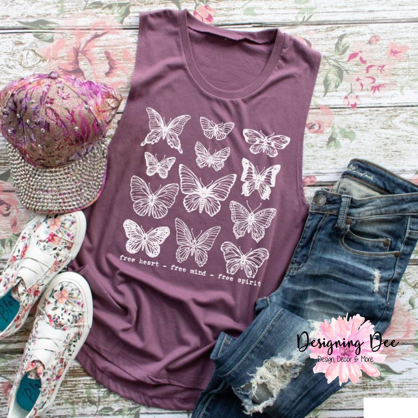 Free Heart, Free Mind, Free Spirit Butterfly Design Unisex Shirt