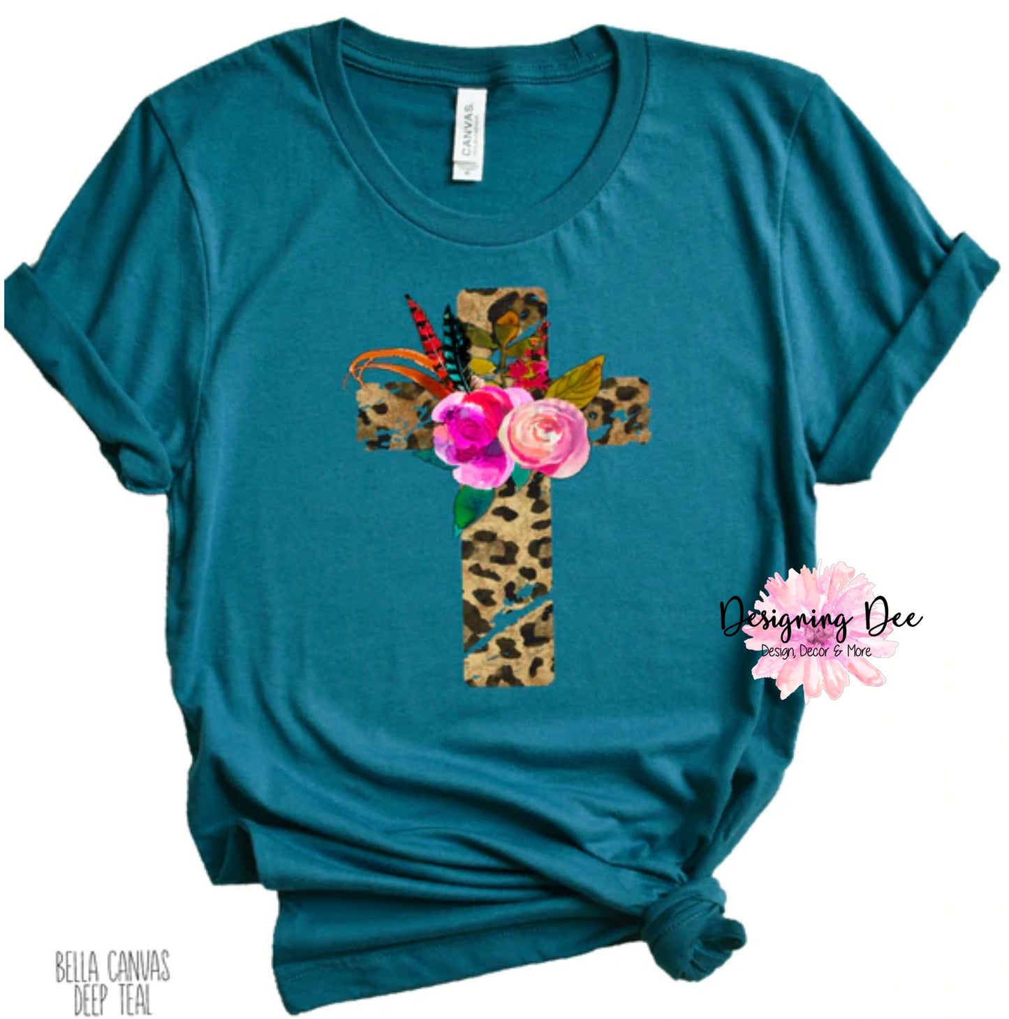 Leopard Cross Easter Shirt Deep Teal
